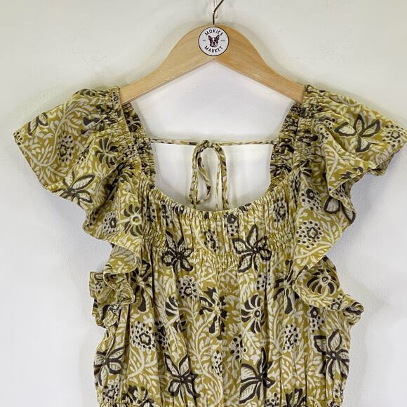 Anthropologie Kopal Myra Jumpsuit Women's Sz XS Yellow Motif 100% Cotton Romper - Picture 2 of 9